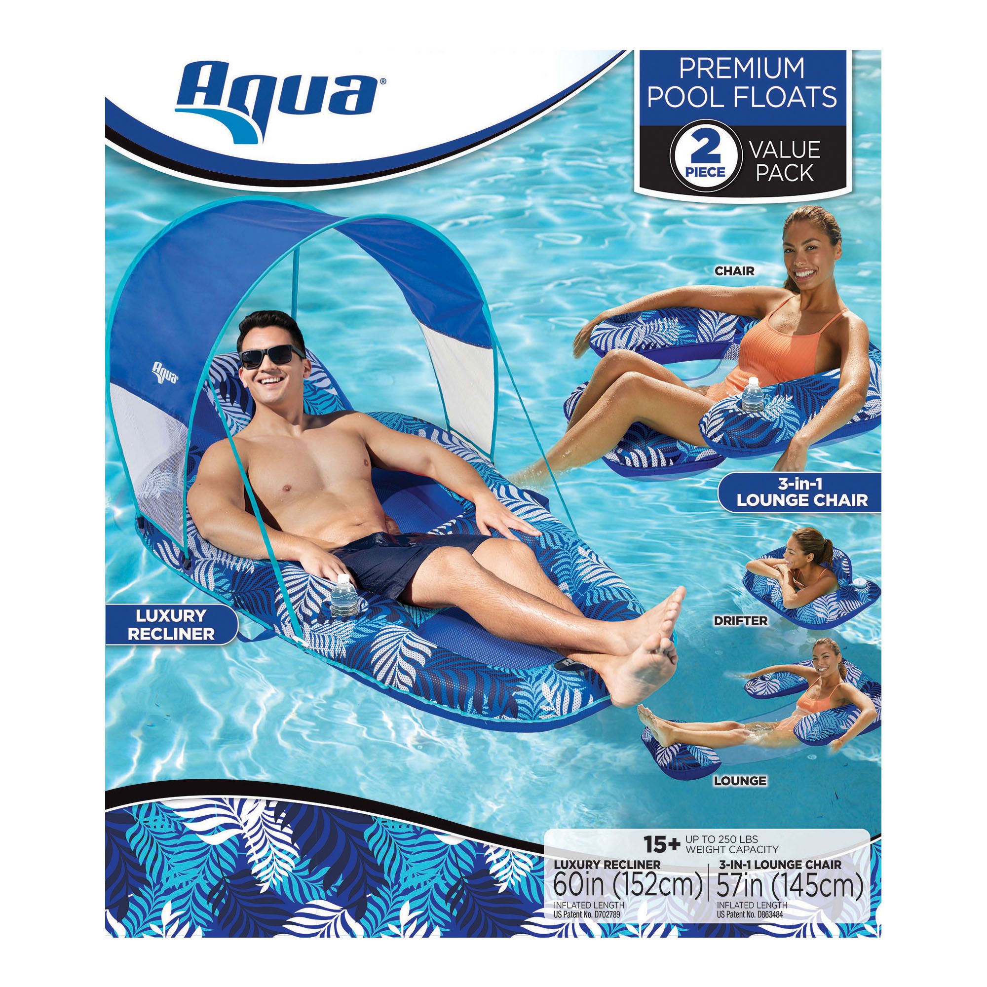 Aqua 3 in 1 Recliner Lounge with Canopy BJ s Wholesale Club