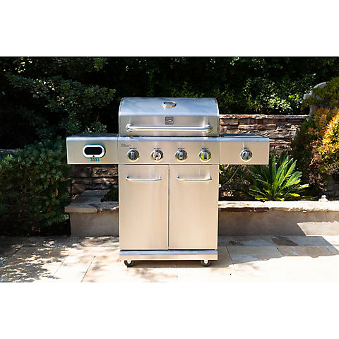 Kenmore Stainless Steel 4-Burner Smart Gas Grill with Side Burner