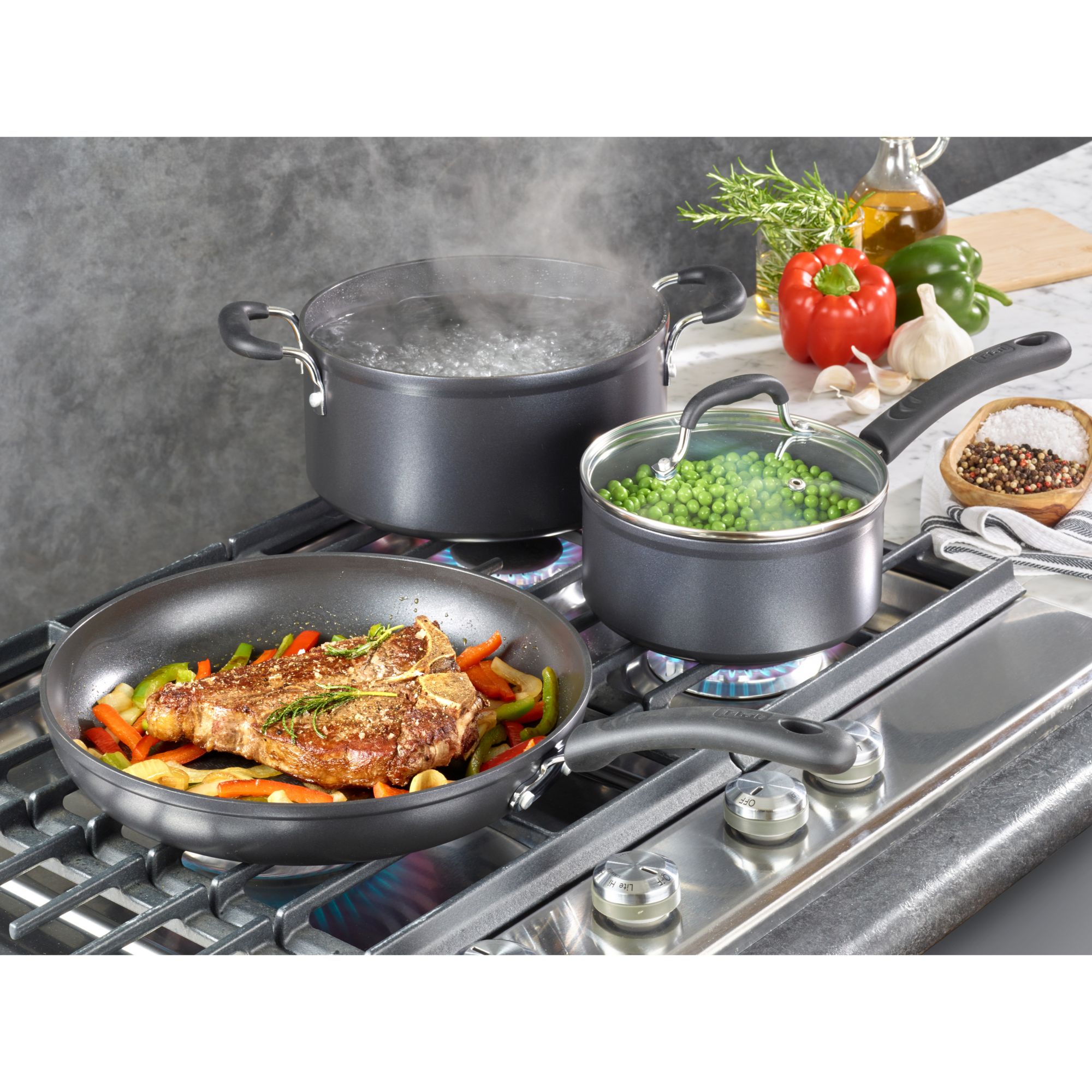 T-Fal 7-Pc. Non-Stick Cookware Set - Grey