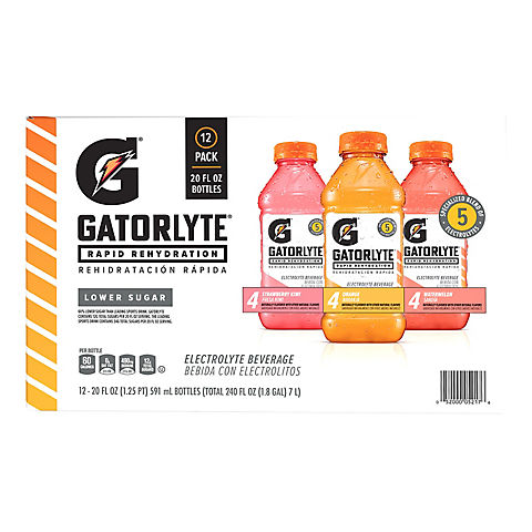 Gatorlyte Rapid Rehydration Electrolyte Beverage Variety Pack, 12 pk.