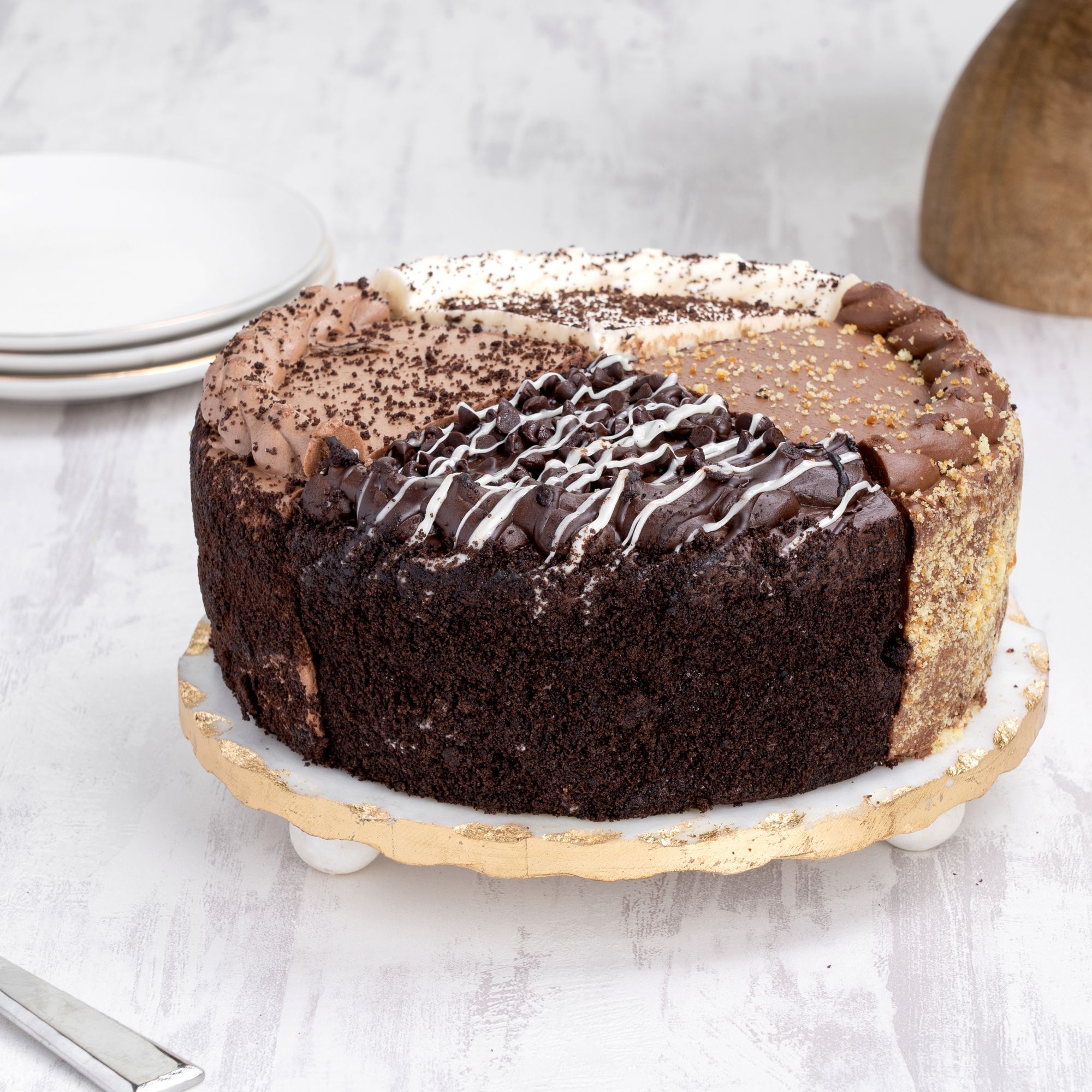 Our Specialty Treat Shop 8" Double Layer Chocolate Variety Cake, Serves Up To 16