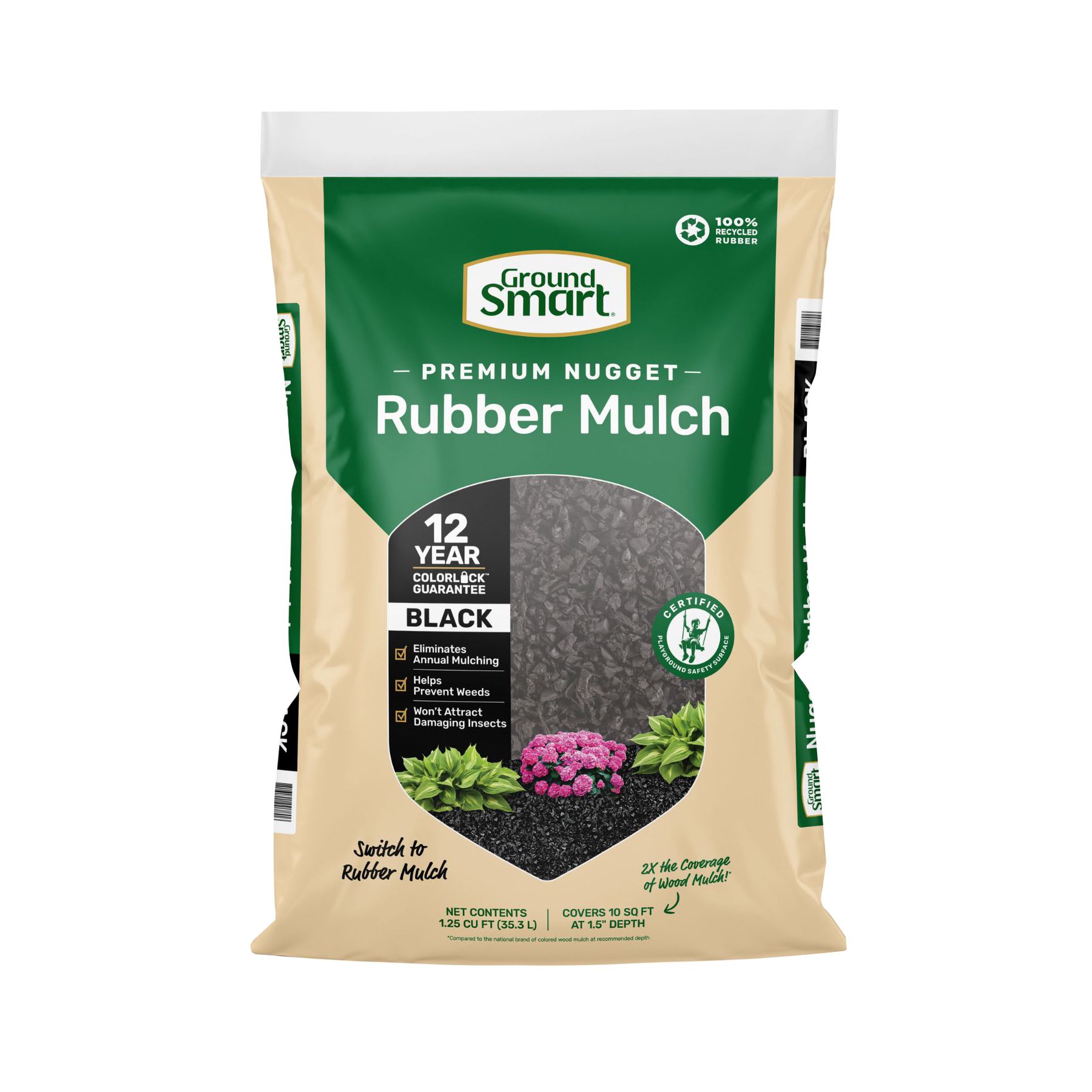 GroundSmart Rubber Nugget Mulch, 31.25 lbs. - Black | BJ's 