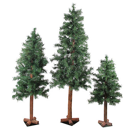 Northlight Slim Woodland Alpine Artificial Christmas Trees, 3 pc.