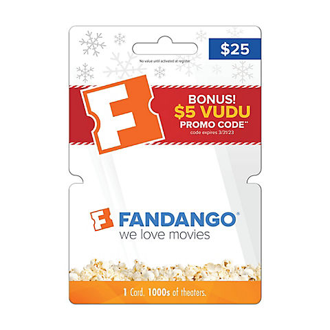 $25 Fandango Gift Card with $5 Vudu Bonus