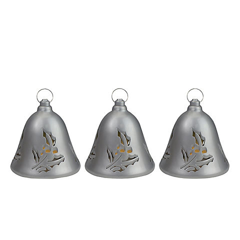 Northlight 6.5" Musical Lighted Silver Bells, 3 pc.