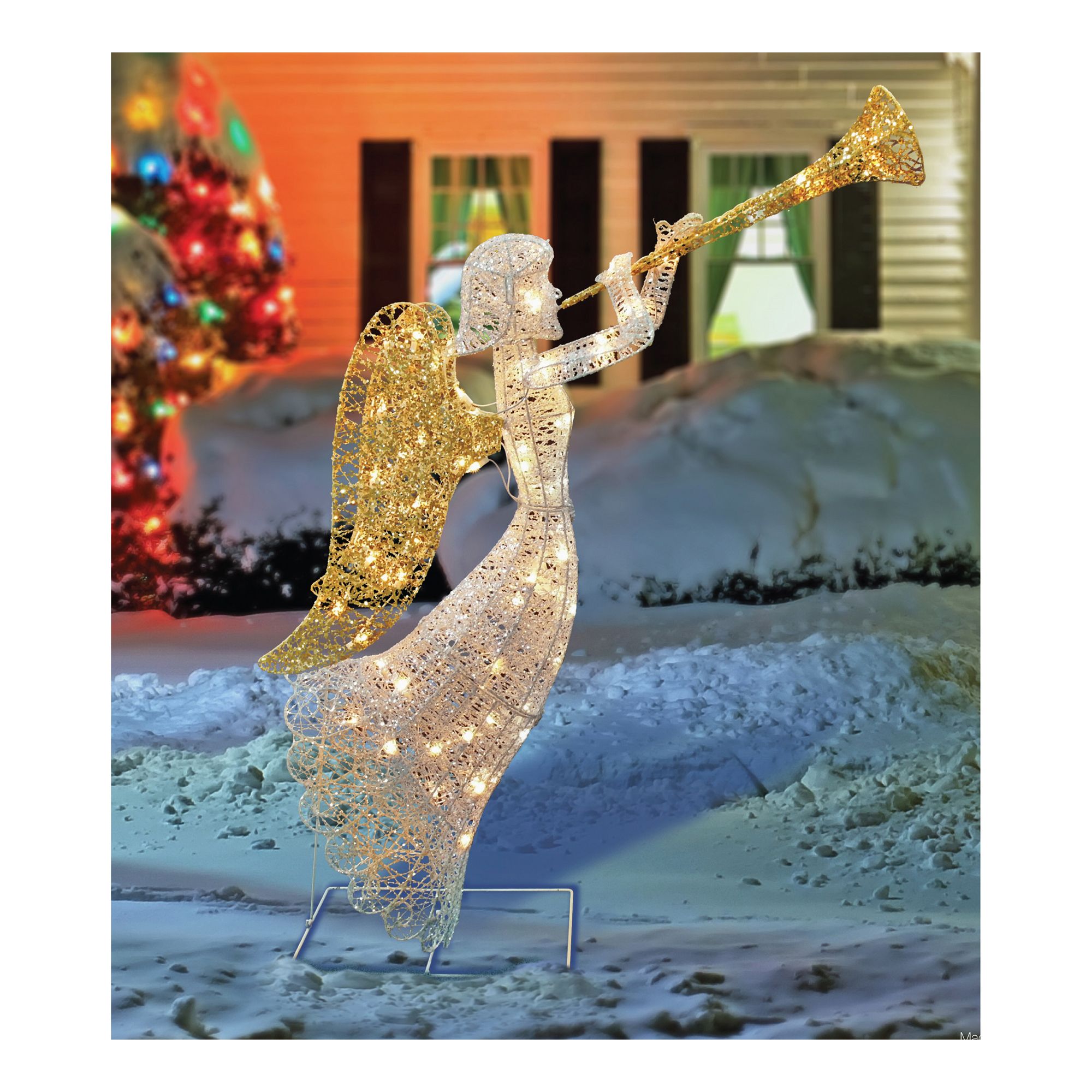 Northlight 12-in Silver Angel with Wings Christmas Tree Topper