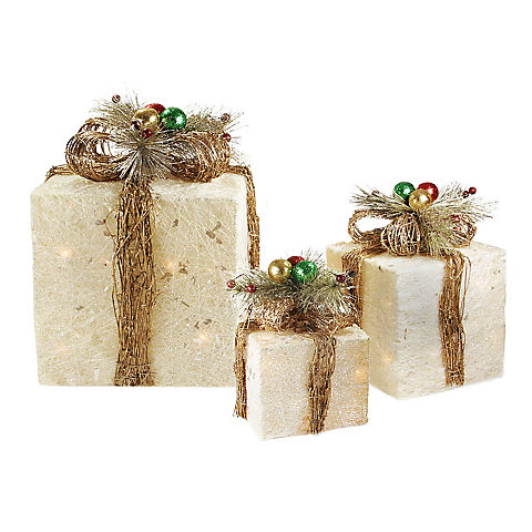 Northlight 3-Pc 10" Lighted Christmas Gift Boxes
