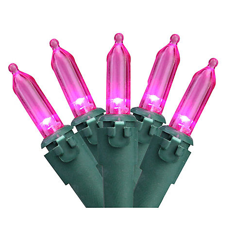 Northlight 33' 100-Ct. String Christmas Lights - Pink with Green Wire