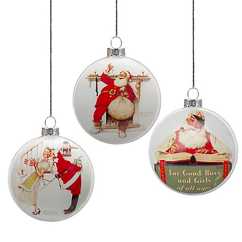 Northlight 3" 3-Pc. Glass Norman Rockwell Christmas Disc Ornaments