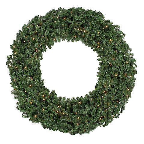 Northlight 5' Pre-Lit Commercial Canadian Pine Artificial Christmas Wreath Clear Lights