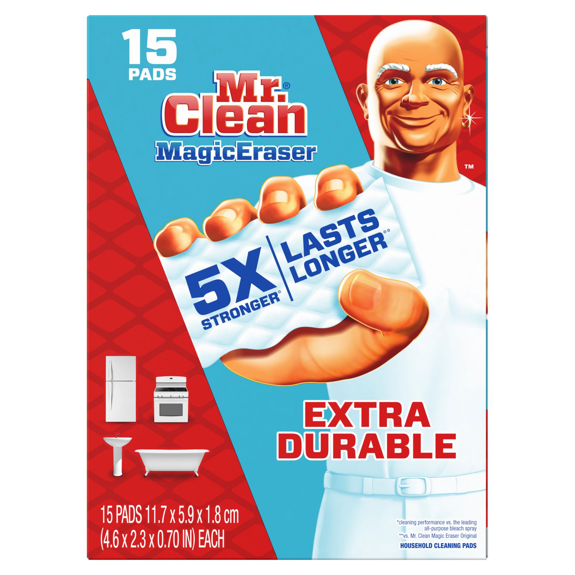 Gạt tẩy vết bẩn mạnh mẽ Mr. Clean Extra Durable Scrub Magic Eraser Sponges với số lượng lớn 15 cái sẽ khiến dọn dẹp nhà cửa trở nên đơn giản và dễ dàng hơn bao giờ hết. Với khả năng tiêu diệt các vết bẩn một cách dễ dàng mà không gây hại cho các bề mặt, sản phẩm này chắc chắn sẽ là đồng minh đáng tin cậy của bạn trong việc giữ nhà sạch sẽ.