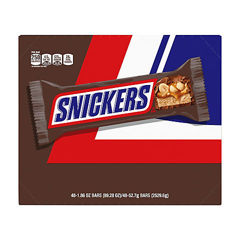Snickers Chocolate Candy Bars, Full-Size Bulk Pack, 48 ct./1.86 oz.