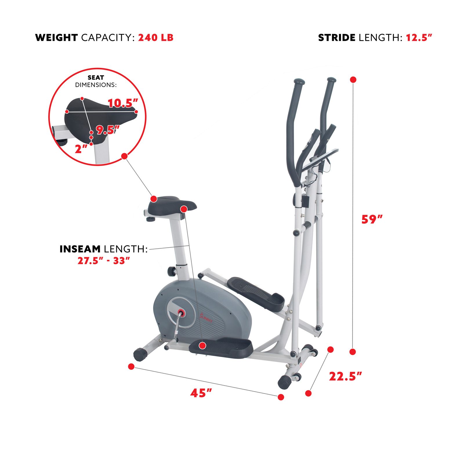 Sunny sale elliptical bike