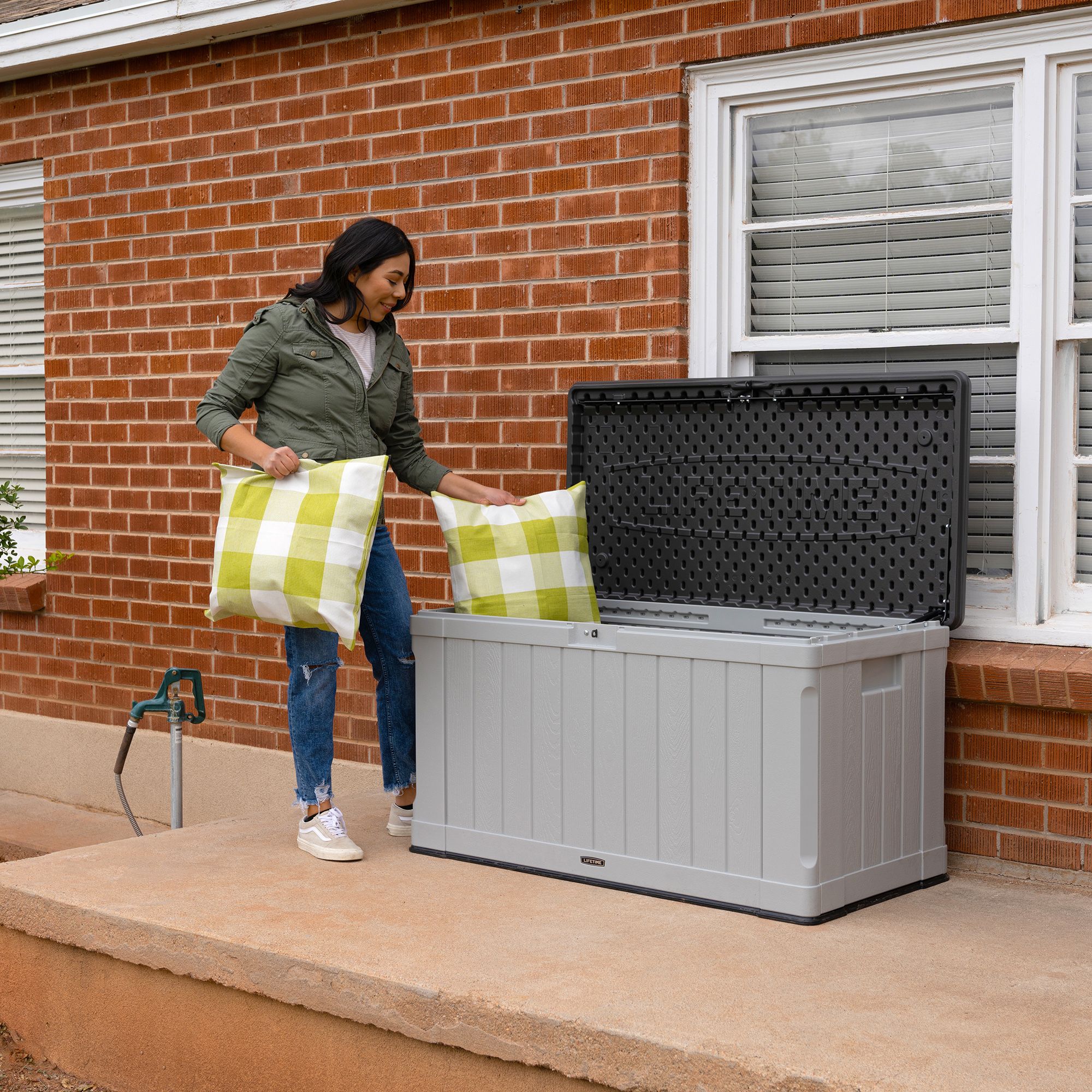 Lifetime 116 gal. High-Density Outdoor Storage Box, Desert Sand at Tractor  Supply Co.