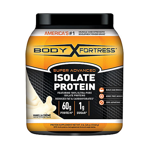 Body Fortress Super Advanced Vanilla Protein Isolate, 3 lbs.