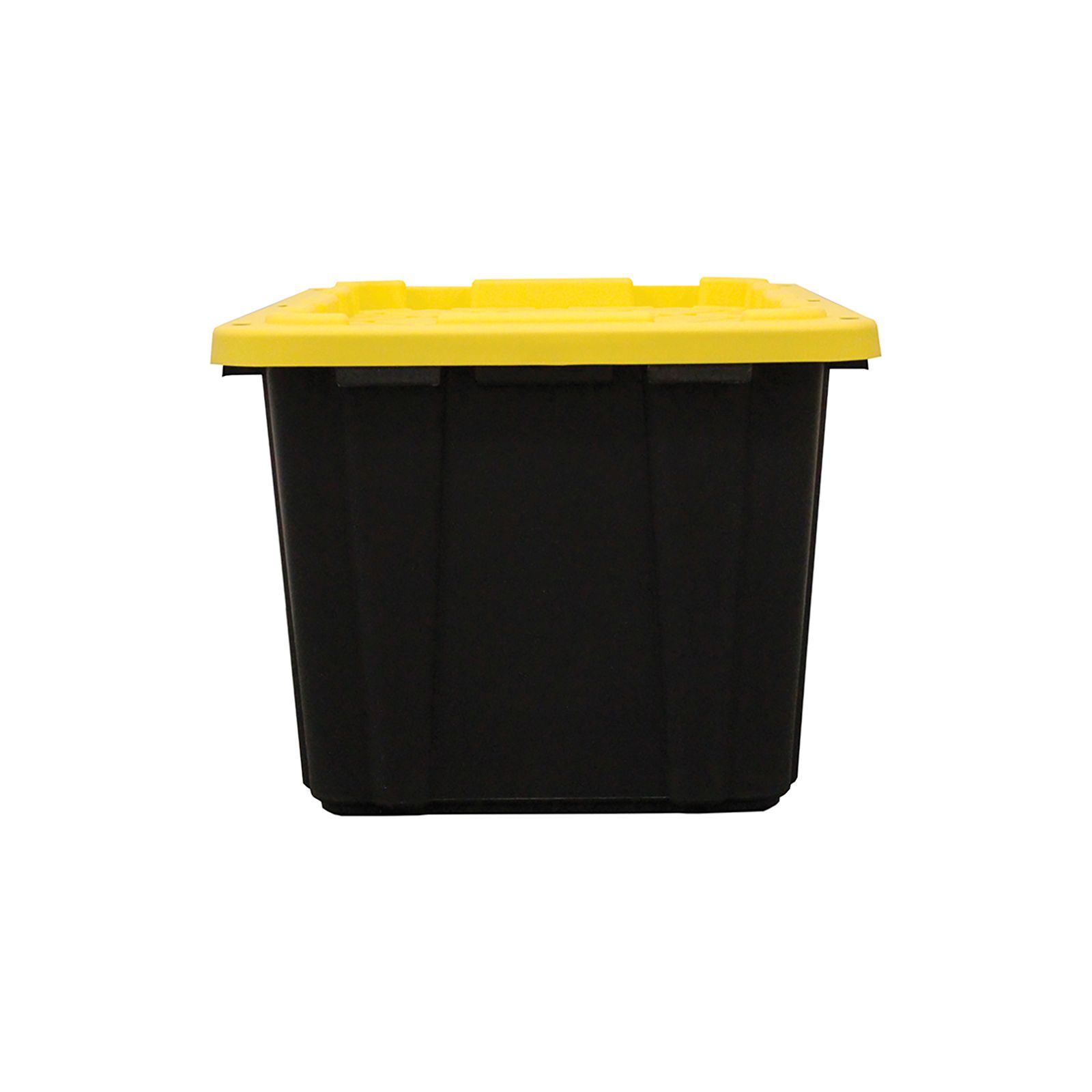 Plastic Storage Bin with Lid, 27 Gallon, Black and Yellow