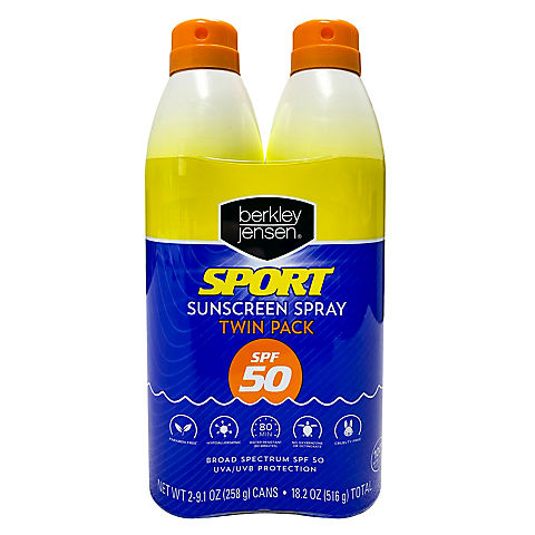 Berkley Jensen Sport SPF 50 Sunscreen Spray, 2 pk./9.1 oz.