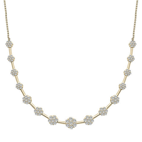 2 ct. t.w. Diamond Graduated Flowers Necklace in 14k Yellow Gold