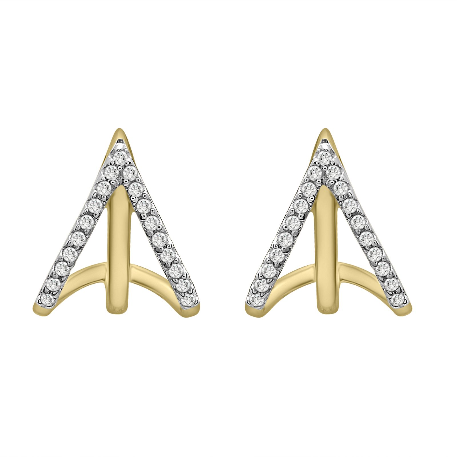 14K Yellow Gold Double Huggie Diamond Earrings