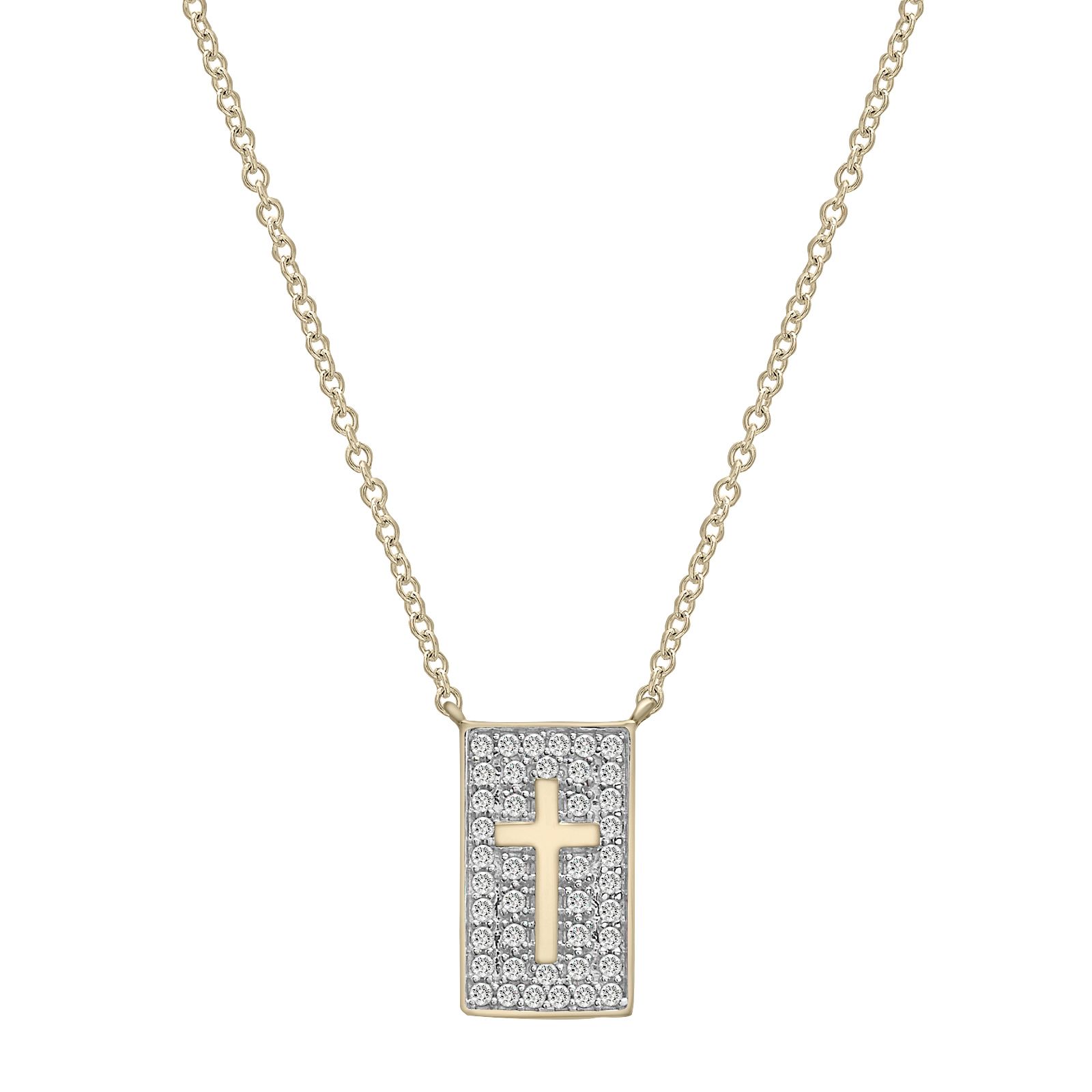 King's Yellow Gold Paper Clip Necklace with Diamond Push Lock