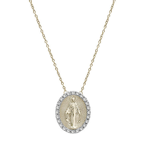 .14 ct. t.w. Diamond Religious Necklace in 14k Yellow Gold