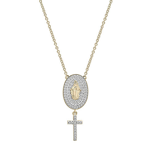 .16 ct. t.w. Diamond Virgin Medallion Necklace in 14k Yellow Gold