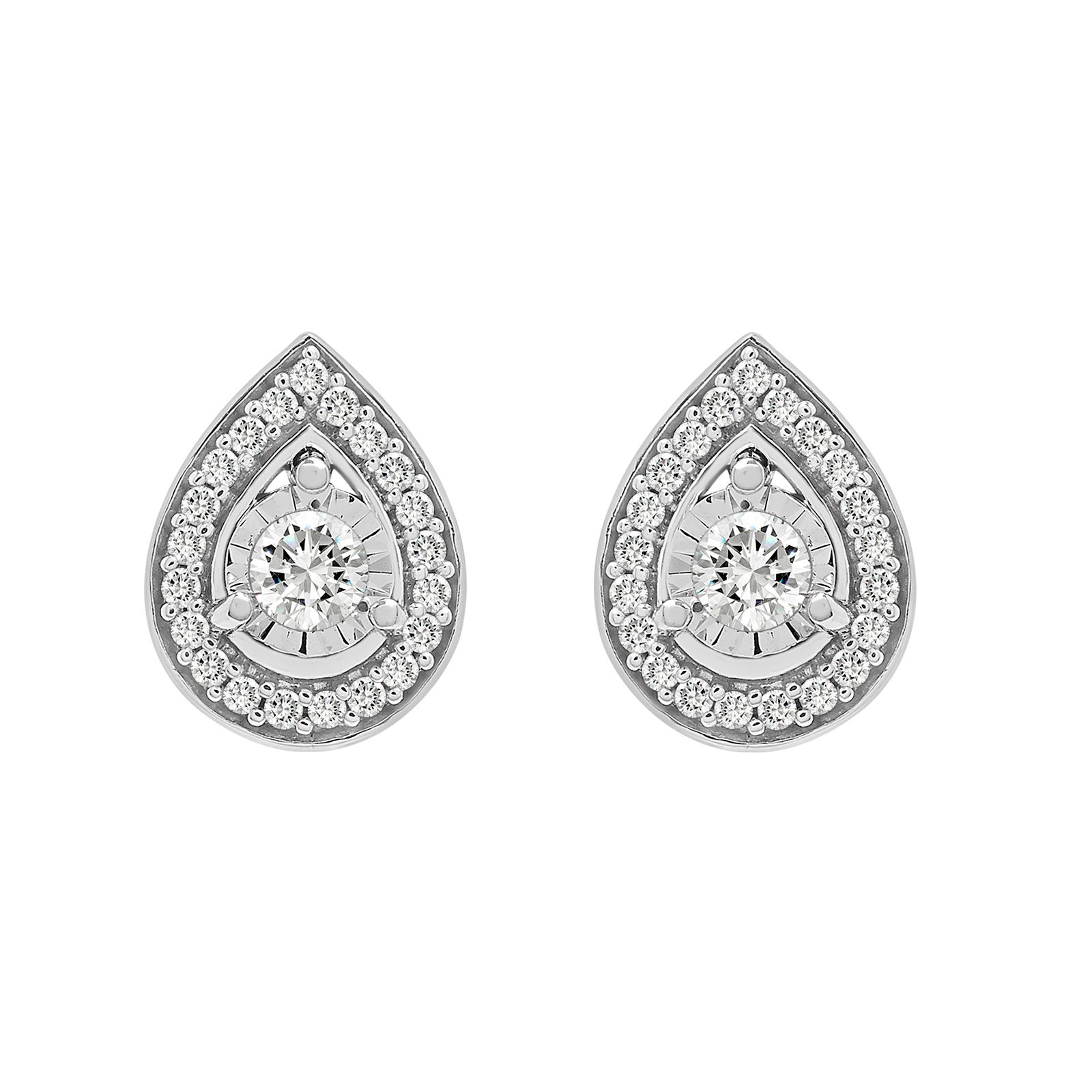 .25 ct. t.w. Diamond Miracle Plate Pear Shape Pendant Earrings in 10k White  Gold