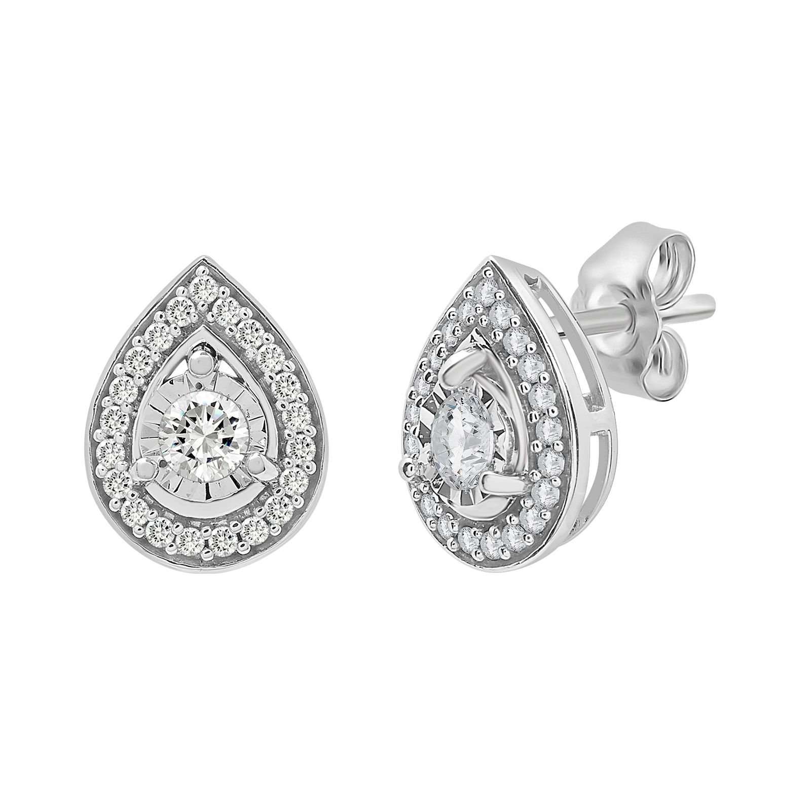 .25 ct. t.w. Diamond Miracle Plate Pear Shape Pendant Earrings in 10k White Gold