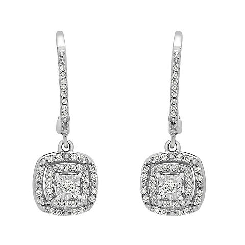 .25 ct. t.w. Diamond Miracle Plate Cushion Earrings in Sterling Silver