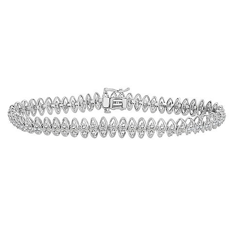 1 ct. t.w. Diamond Marquise Link Bracelet in Sterling Silver