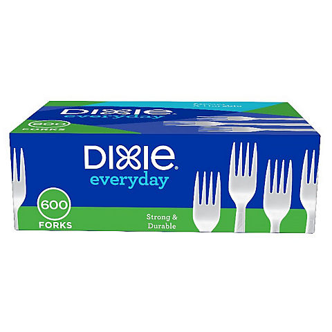 Dixie Plastic Medium-Weight Forks, 600 per Carton - White