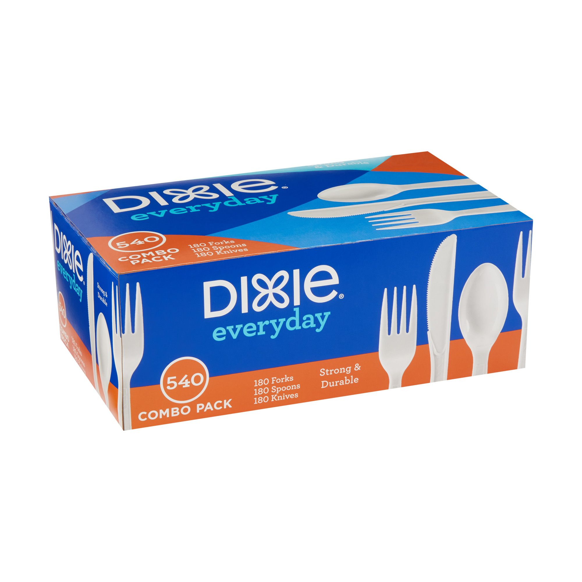 Dixie Combo Pack Tray with Clear Plastic Utensils 90 Forks 30 Knives 60 Spoons