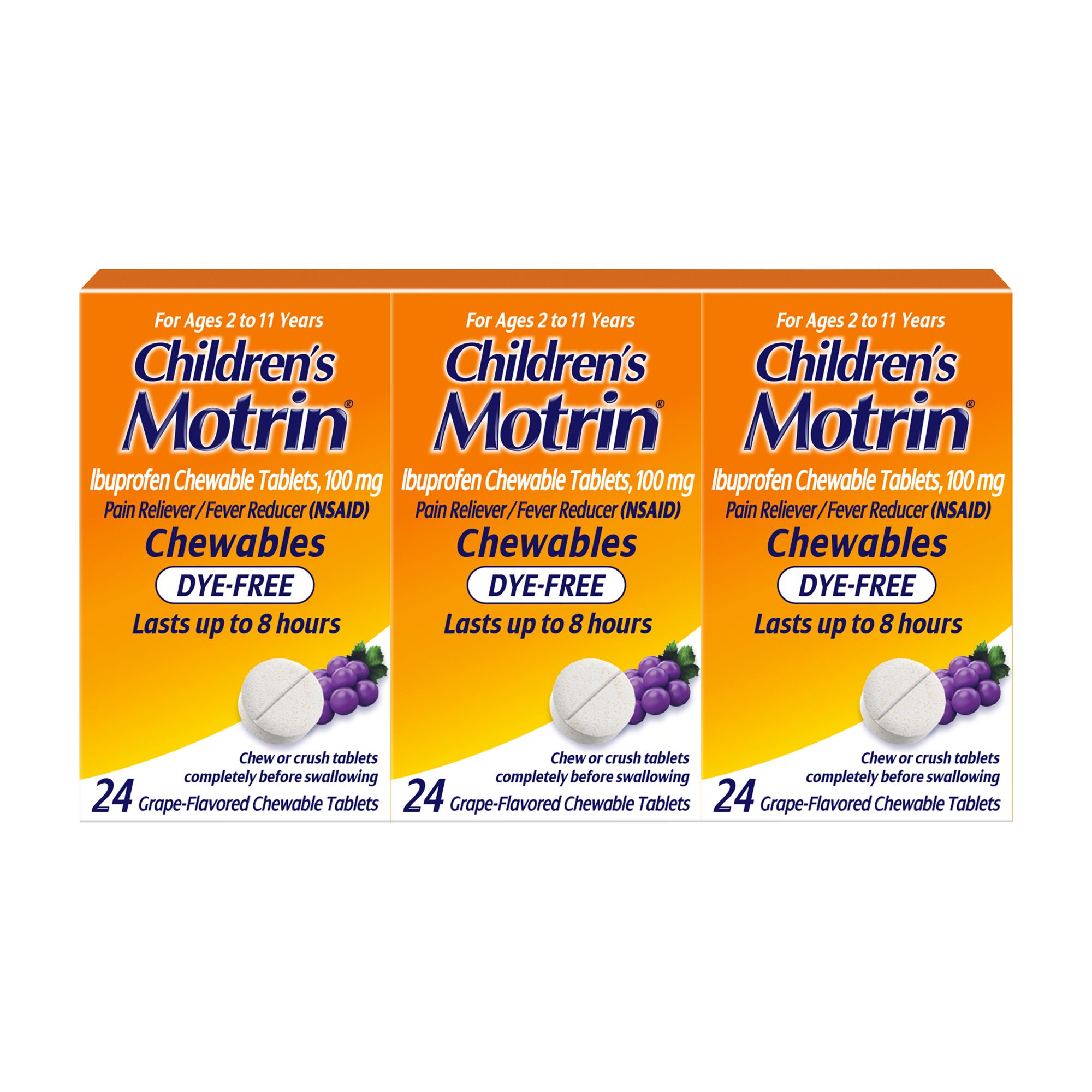 Children's Motrin Dye-Free Grape Chewable Tablets with Ibuprofen