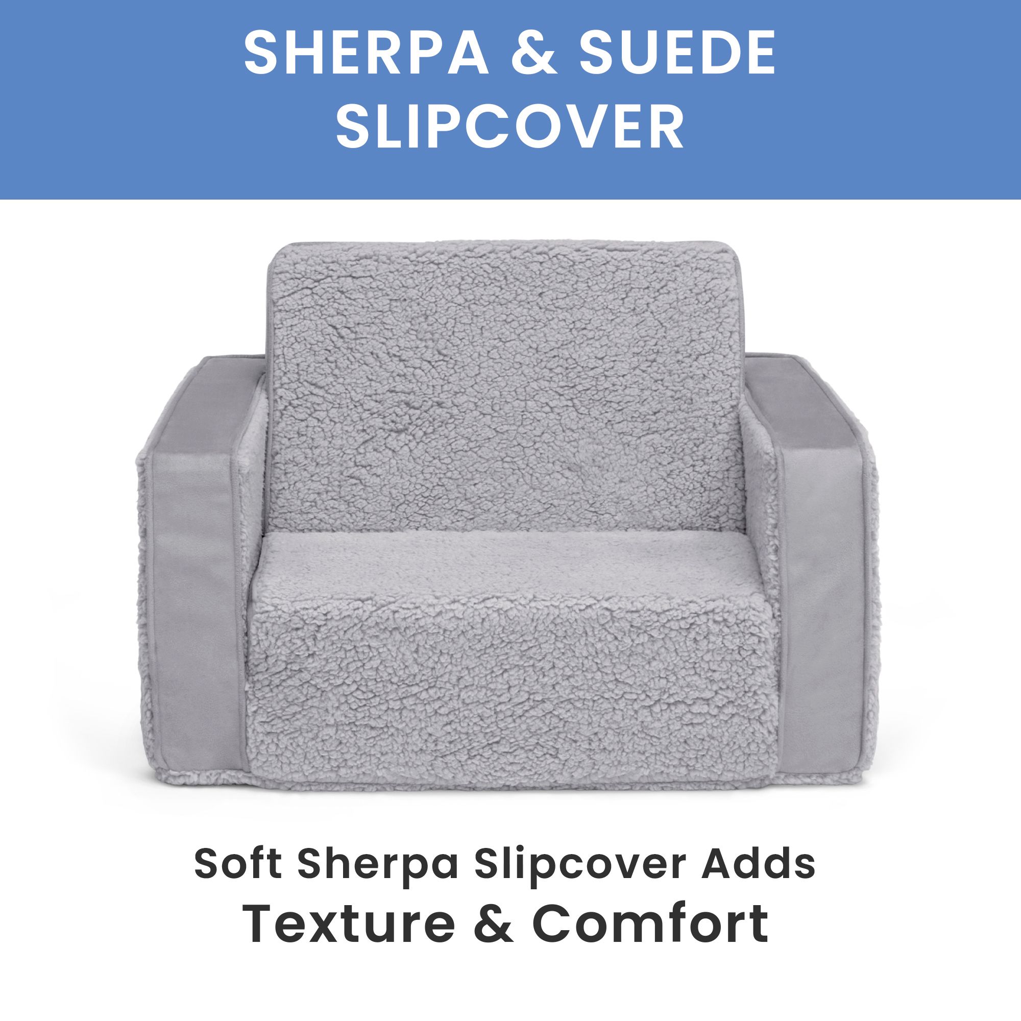 Cozee Flip-Out Sherpa 2-in-1 Convertible Sofa to Lounger