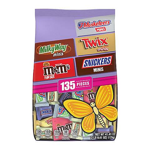M&M's, Snickers, Twix, Milky Way & 3 Musketeers Easter Candy Bulk Bag, 135 pk.