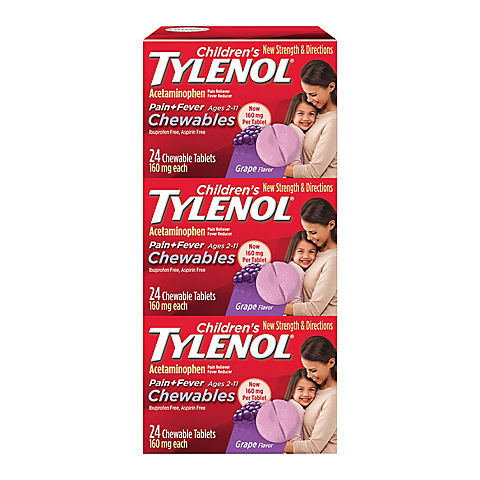 Children's Tylenol Grape Chewable Tablets with Acetaminophen, 72 ct./160 mg