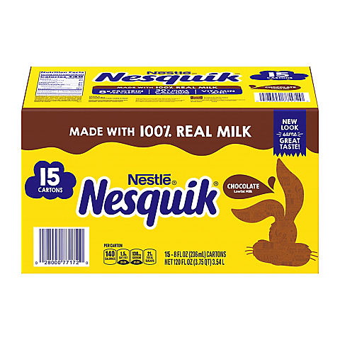Nestle Nesquik Chocolate Low-Fat Milk, 15 pk.