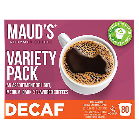Maud's Decaf Variety Pack, Solar Energy Produced Recyclable Decaf Coffee Pods, 80 ct.