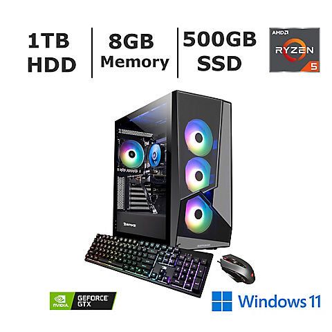 iBUYPOWER SlateMR2140 Gaming PC, AMD Ryzen 5 5600, GeForce GTX 1650 4GB, 8GB RAM, 500GB SSD, 1TB HDD