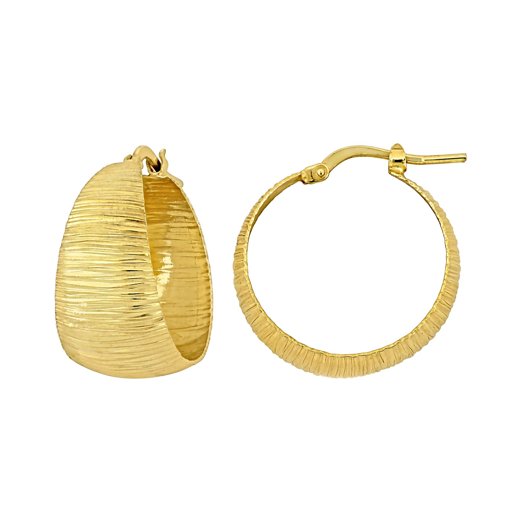 23mm Textured Hoop Earrings in Yellow Plated Sterling Silver