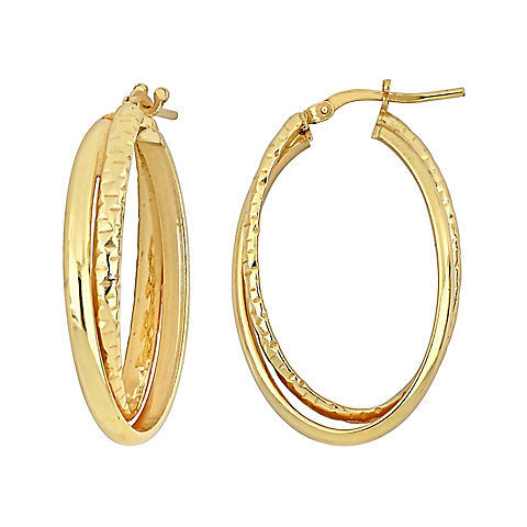 35mm Entwined Hoop Earrings in Yellow Plated Sterling Silver