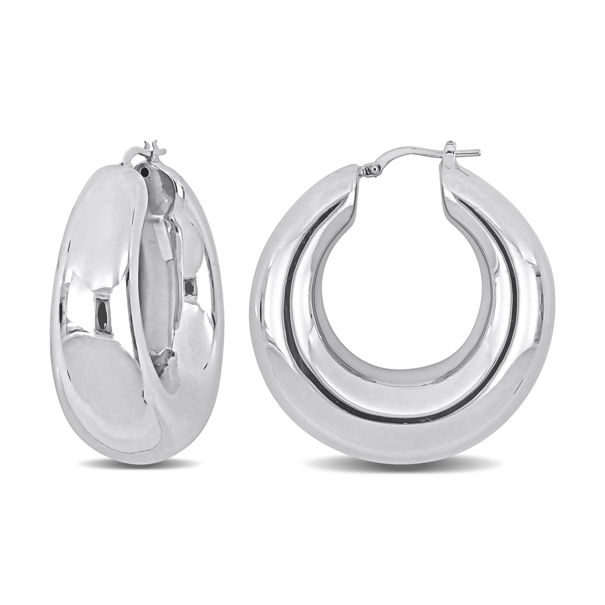 Sterling Silver Thick Hoop Earrings