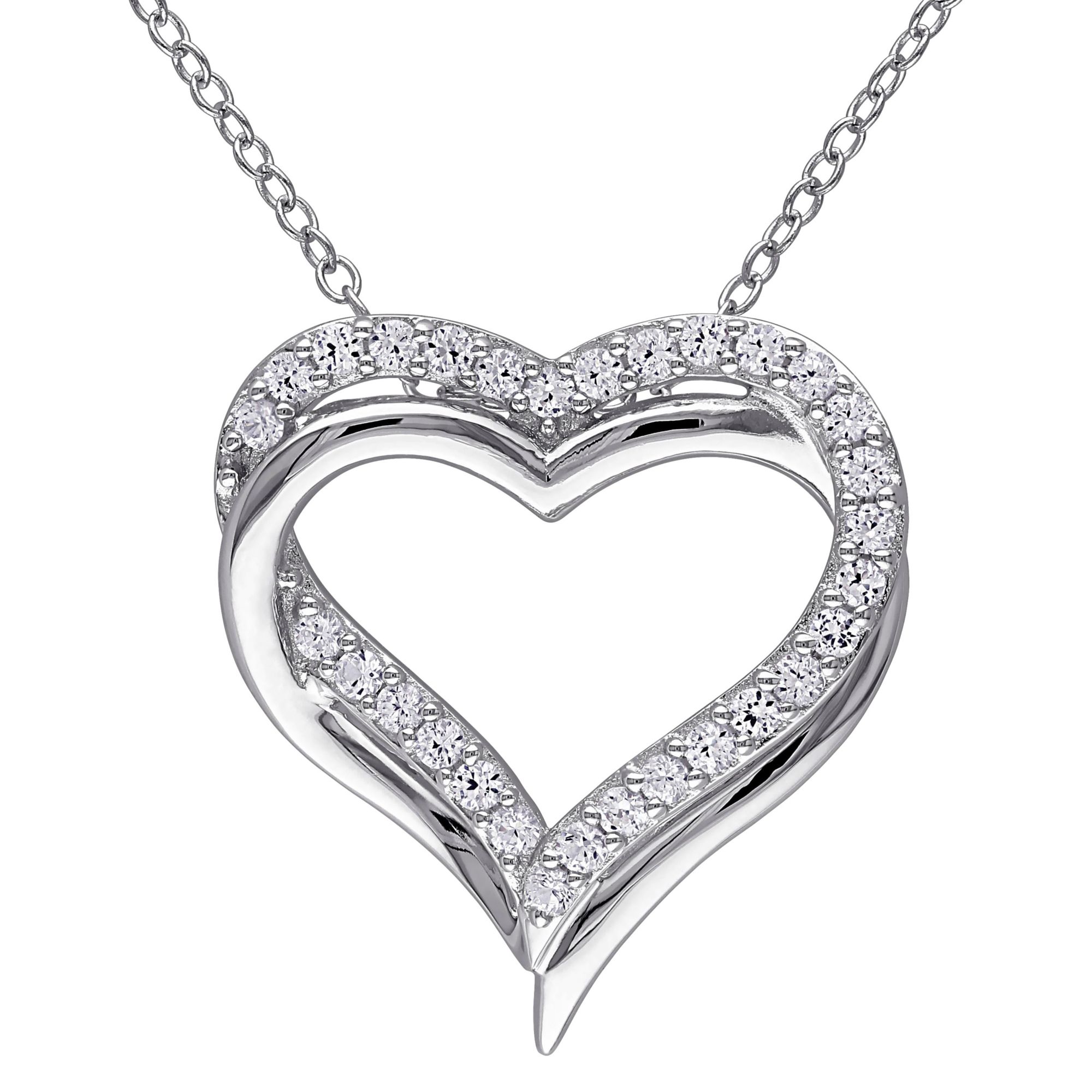 White sapphire deals heart necklace