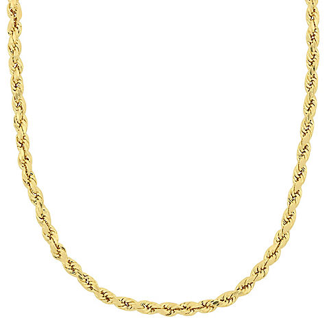 3mm Rope Chain Necklace in 10k Yellow Gold, 18"