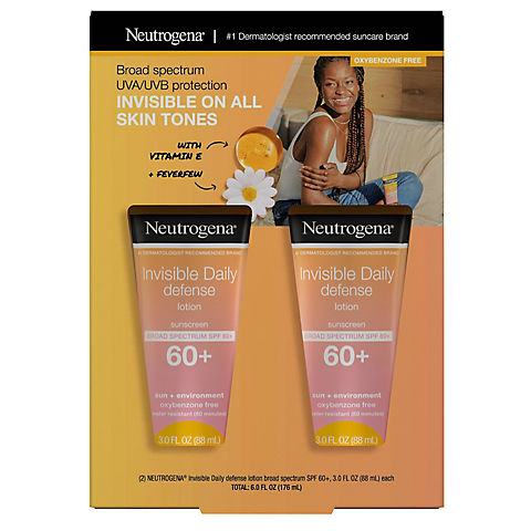 Neutrogena Invisible Daily Defense SPF 60+ Sunscreen, 2 pk./3 fl. oz.