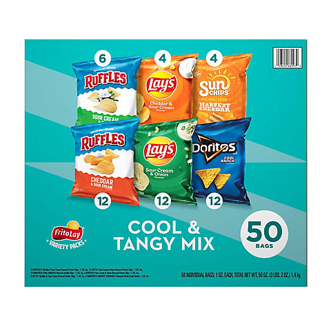 Frito-Lay Cool and Tangy Mix Snacks and Chips Variety Pack, 50 pk.