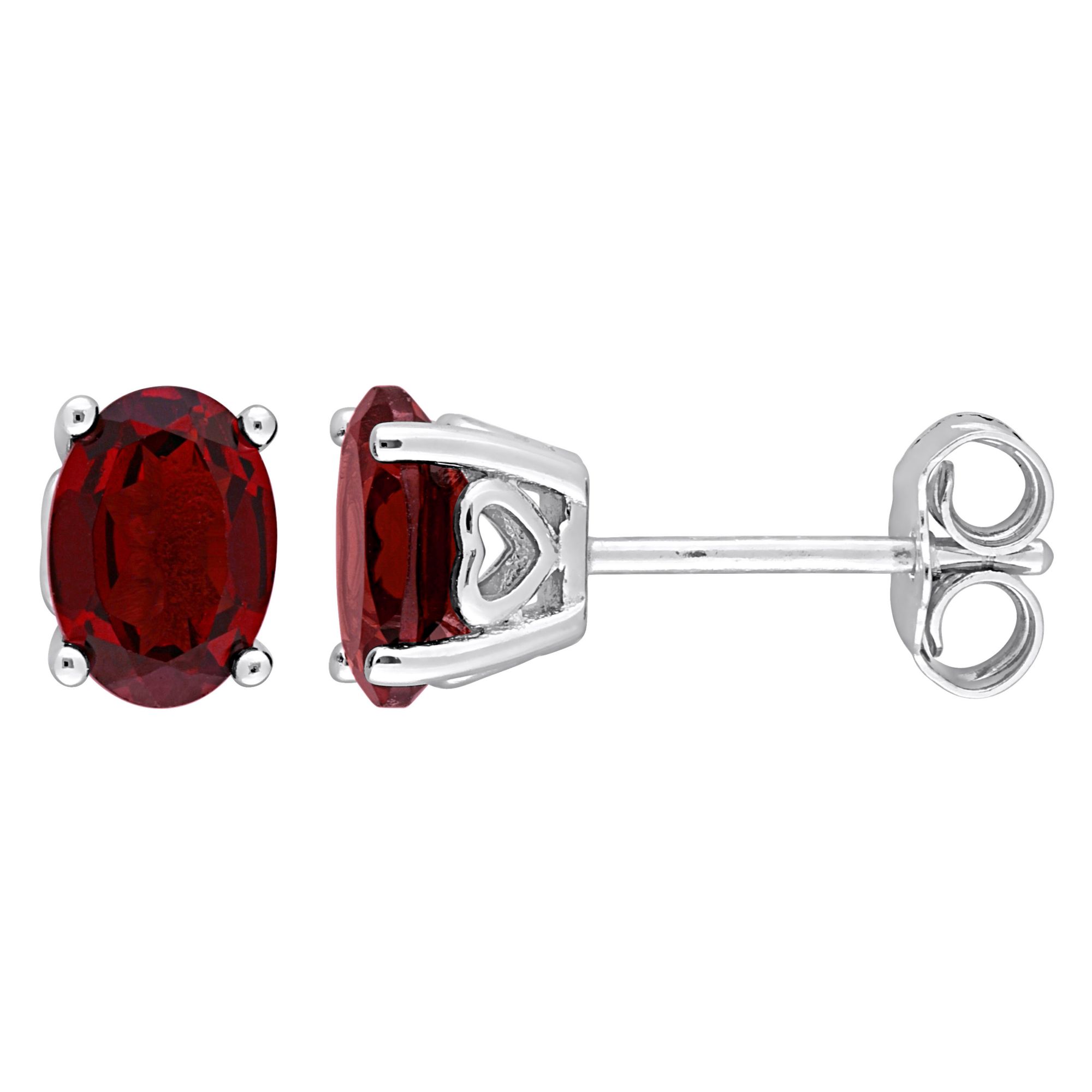 Garnet stud deals earrings sterling silver