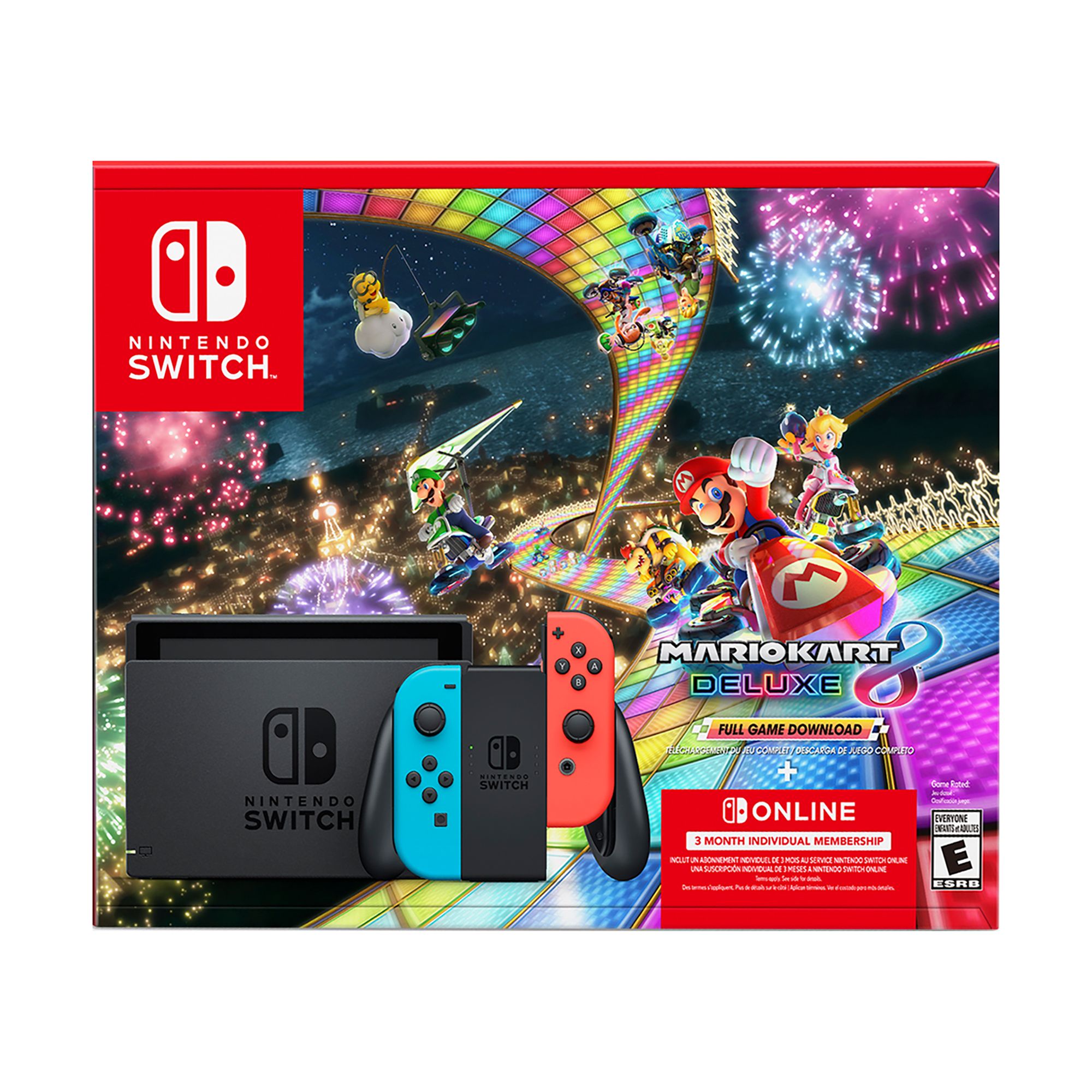 Nintendo Switch with Neon Blue and Neon Red Joy-Con - game console