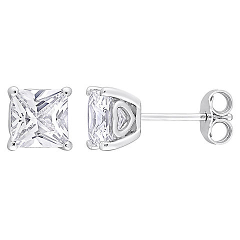 2.60 ct. t.g.w. Square Created White Sapphire Stud Earrings in Sterling Silver