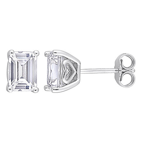 3.20 ct. t.g.w. Octagon Created White Sapphire Stud Earrings in Sterling Silver